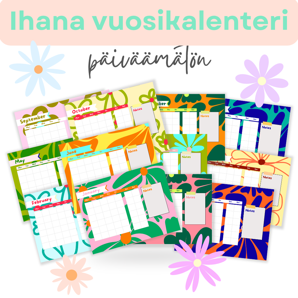 Päiväämätön vuosikalenteri – Kaunis työkalu arjen suunnitteluun 🌸