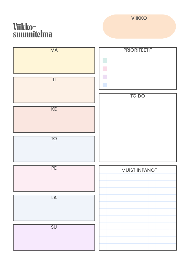 Oman kehon kalenteri – Seurantatyökalu lempeään kuntoiluun - Planner & Treenipäiväkirja | Ideaklikkaamo