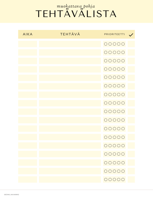 Arjen järjestäjä – Tulostettava tehtävälista (ilmainen)