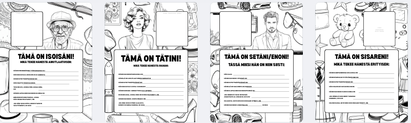 Tutustu perheeseesi – värityssivut lapsille ja perheille (PDF-ladattava) ✏️❤️