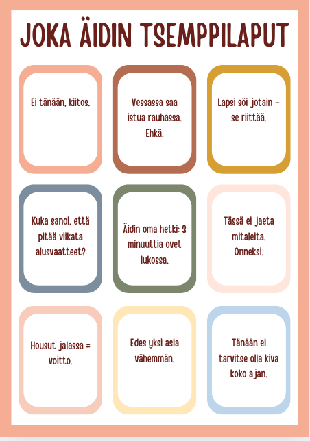 jokaisen äidin tsemppilaput