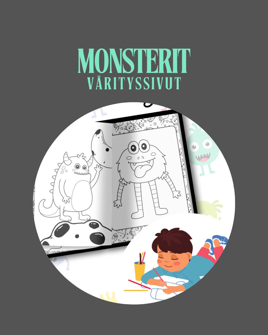 Hauska Monsteri-värityskirja lapsille – tulostettava PDF 👾🖍️