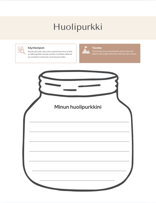Minun huolipurkkini harjoitus
