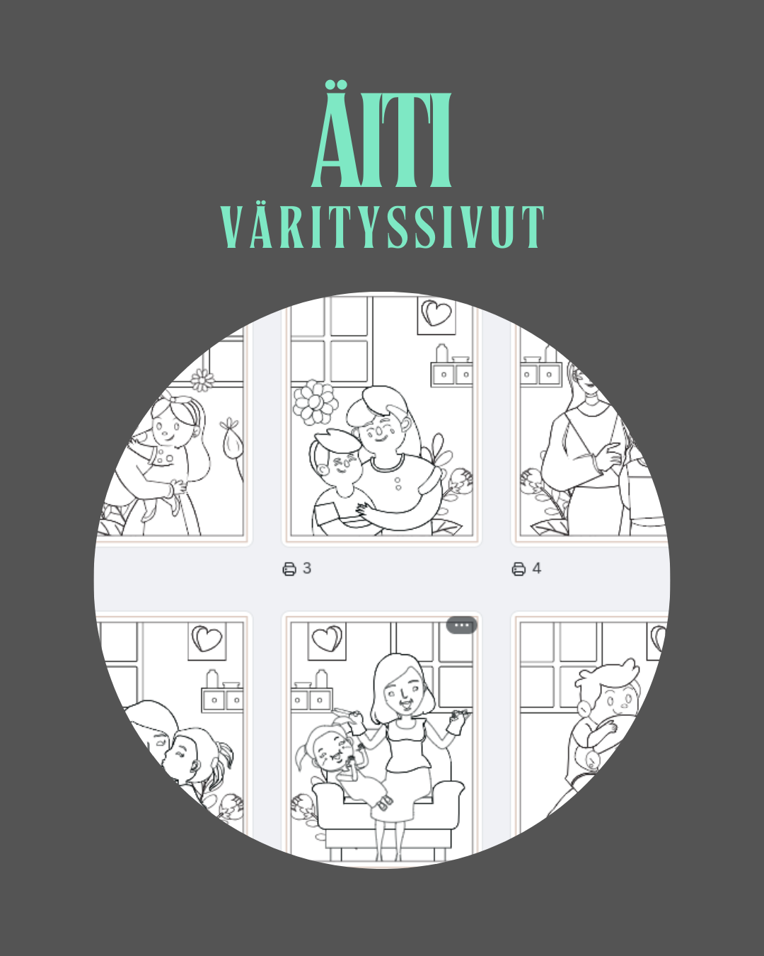 Äiti värityssivut – tulostettava paketti 60-sivua ️❤️